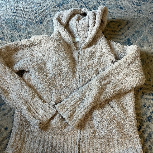 Barefoot dreams CozyChic Women's Relaxed Zip-up Hoodie cream small - Picture 3 of 5